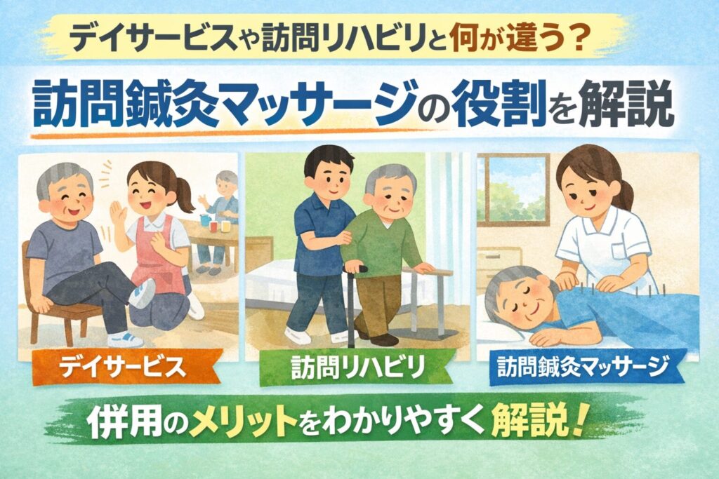 デイサービス・訪問リハビリと訪問鍼灸マッサージの違い